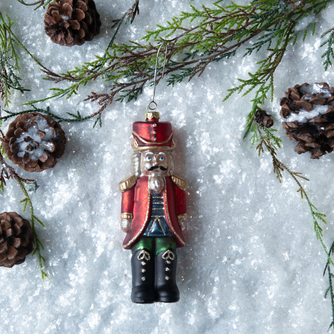 Christmas Ragon House 6.25" Bailey Nutcracker Glass Ornament - The Primitive Pineapple Collection