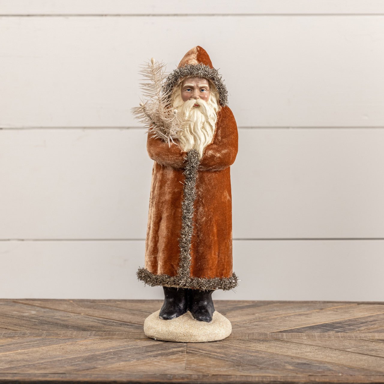 Ragon House Christmas 14" Ginger and Silver Belsnickle Santa w/ Goose Feather - The Primitive Pineapple Collection