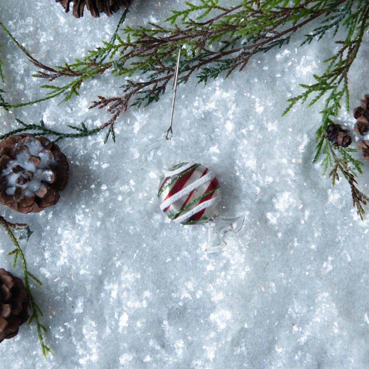 Christmas Ragon House 3" Round Christmas Candy Glass Ornament - The Primitive Pineapple Collection