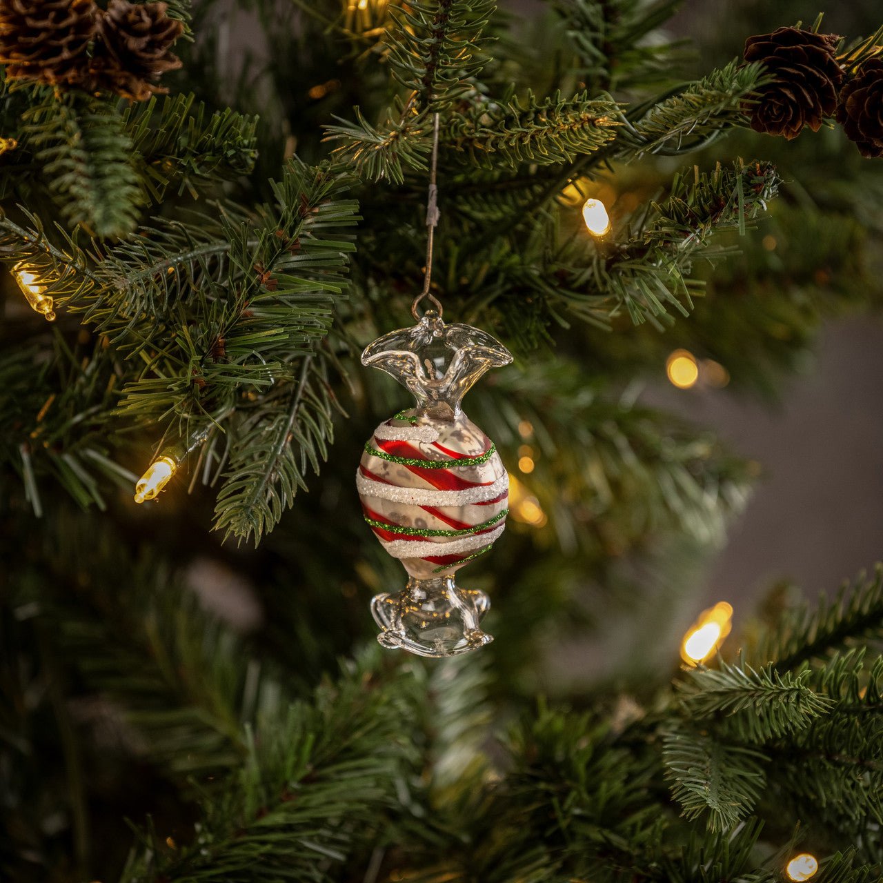 Christmas Ragon House 3" Round Christmas Candy Glass Ornament - The Primitive Pineapple Collection