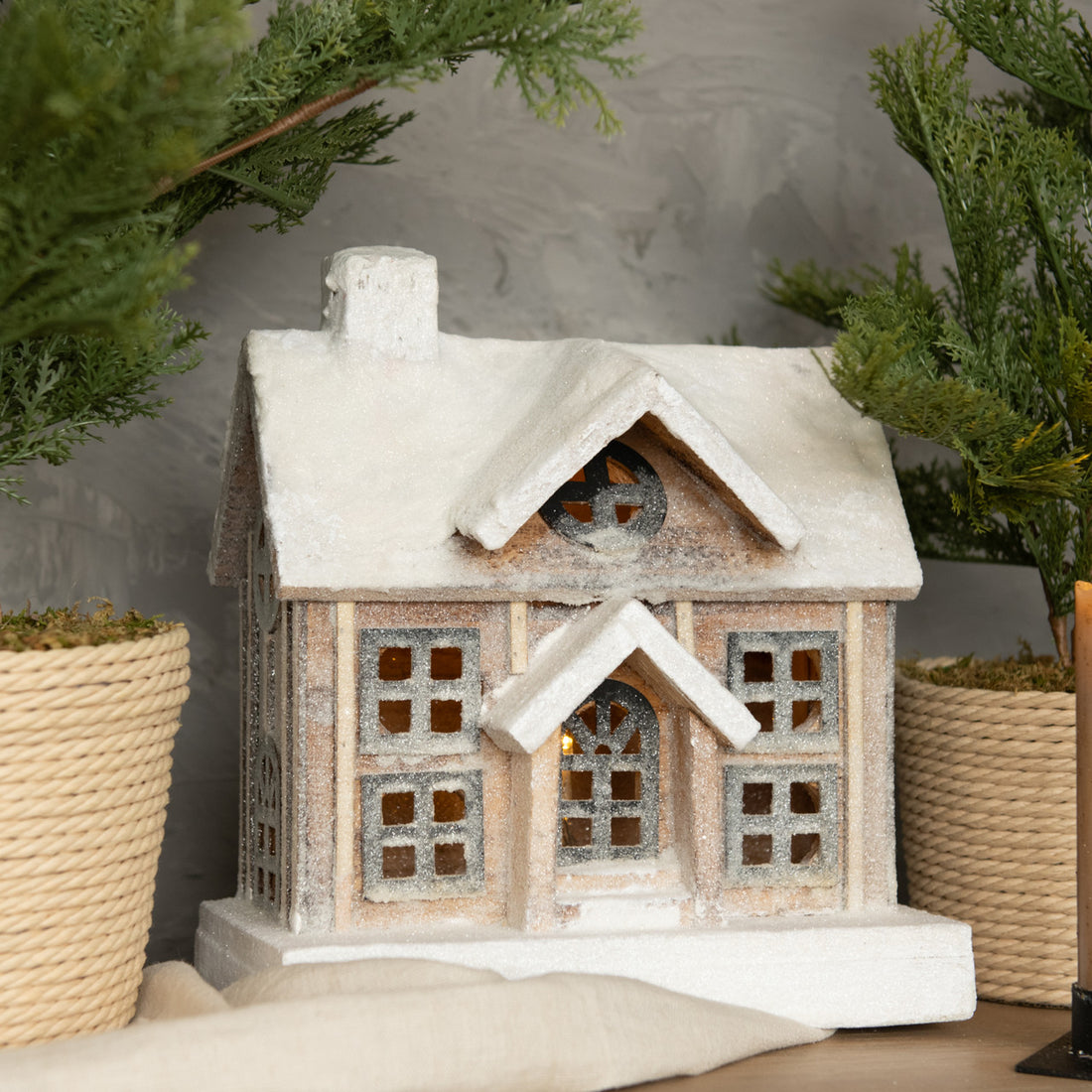 Ragon House Christmas 10.25&quot; Snowy Lighted Wood House