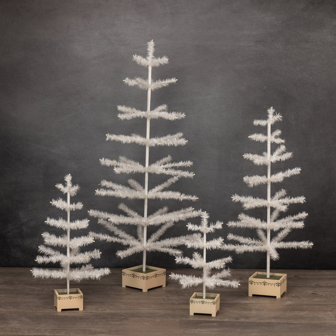 Ragon House Germany Style 36" Ivory Feather Tree in Stenciled Wood Base - The Primitive Pineapple Collection