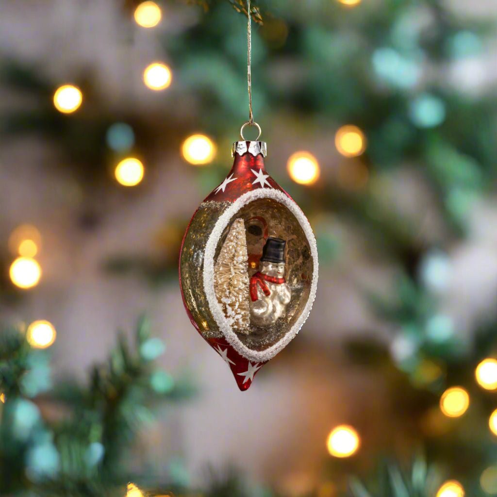 Ragon House Christmas Snowman Diorama Ornament - The Primitive Pineapple Collection