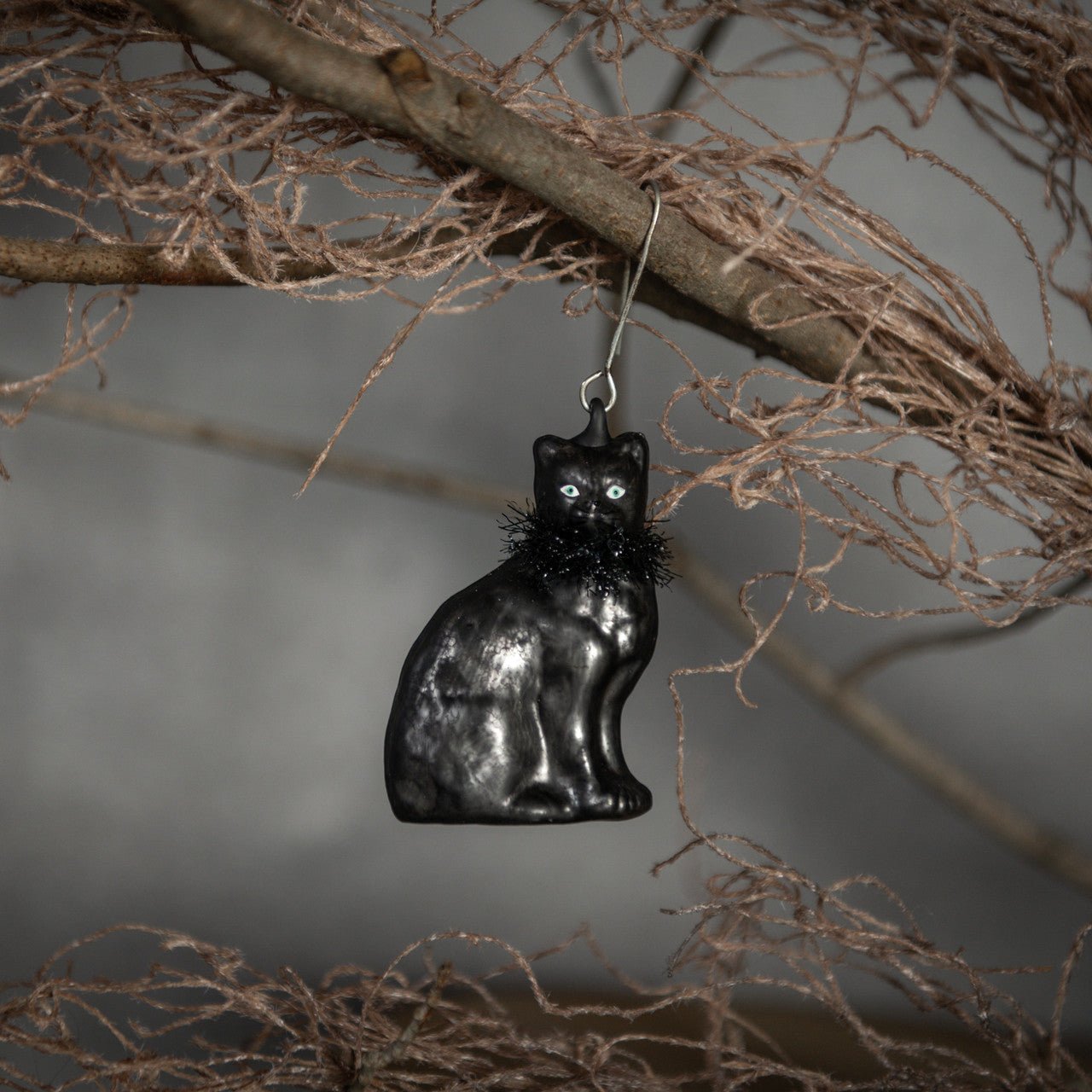 Halloween Ragon House 3.25" Black Cat Glass Ornament - The Primitive Pineapple Collection