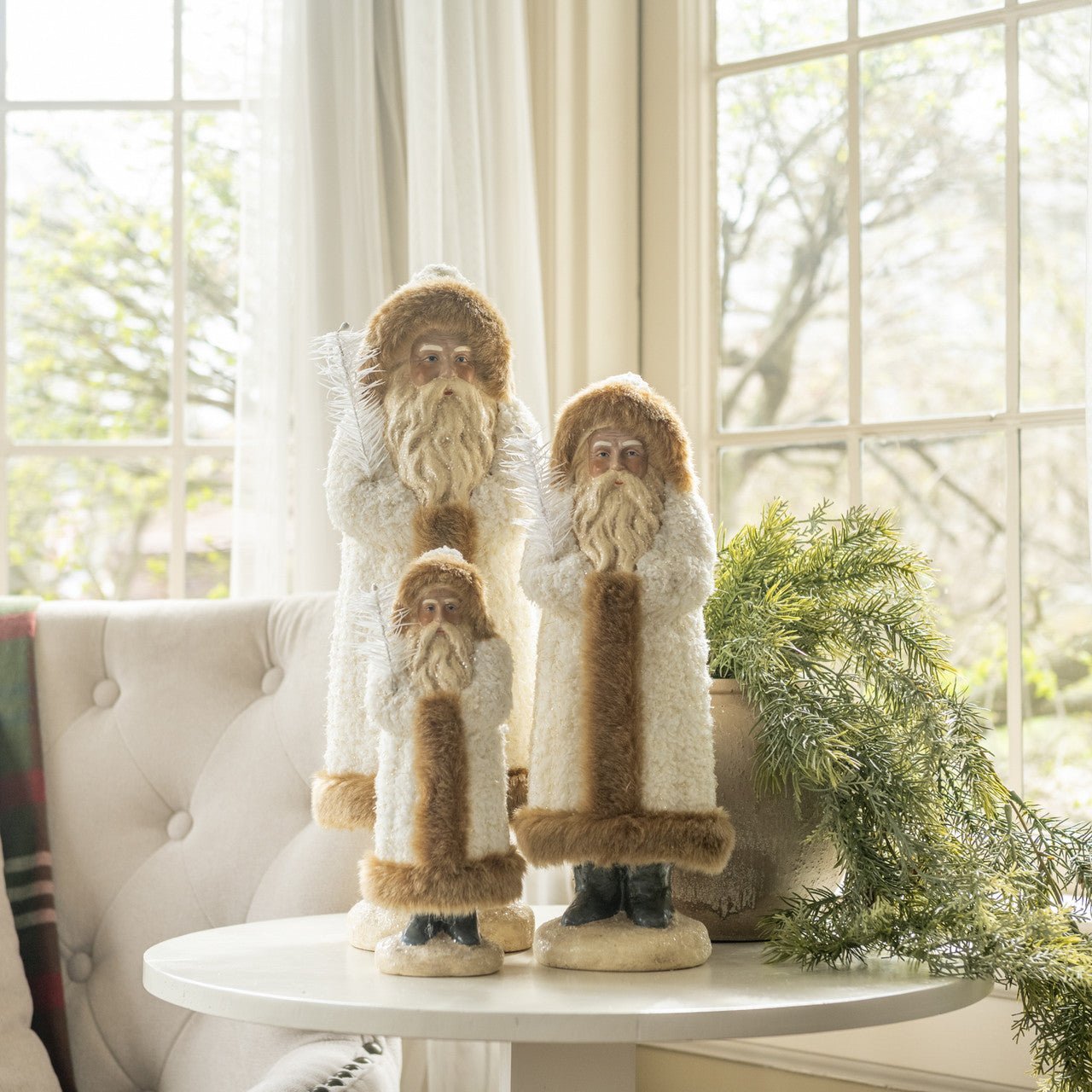 Ragon House Christmas Vintage Look 17.25" Furry White Belsnickle Santa - The Primitive Pineapple Collection