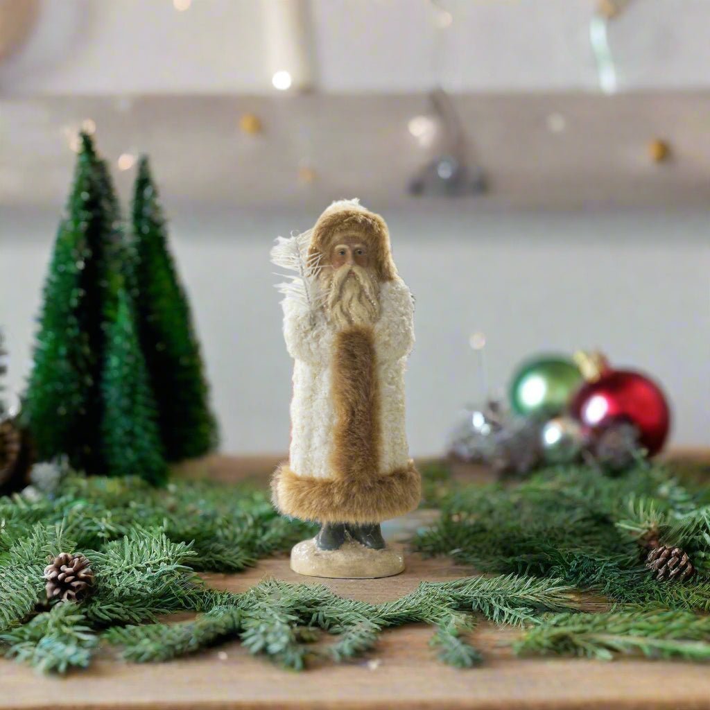 Ragon House Christmas Vintage Look 14.5" Furry White Belsnickle Santa - The Primitive Pineapple Collection