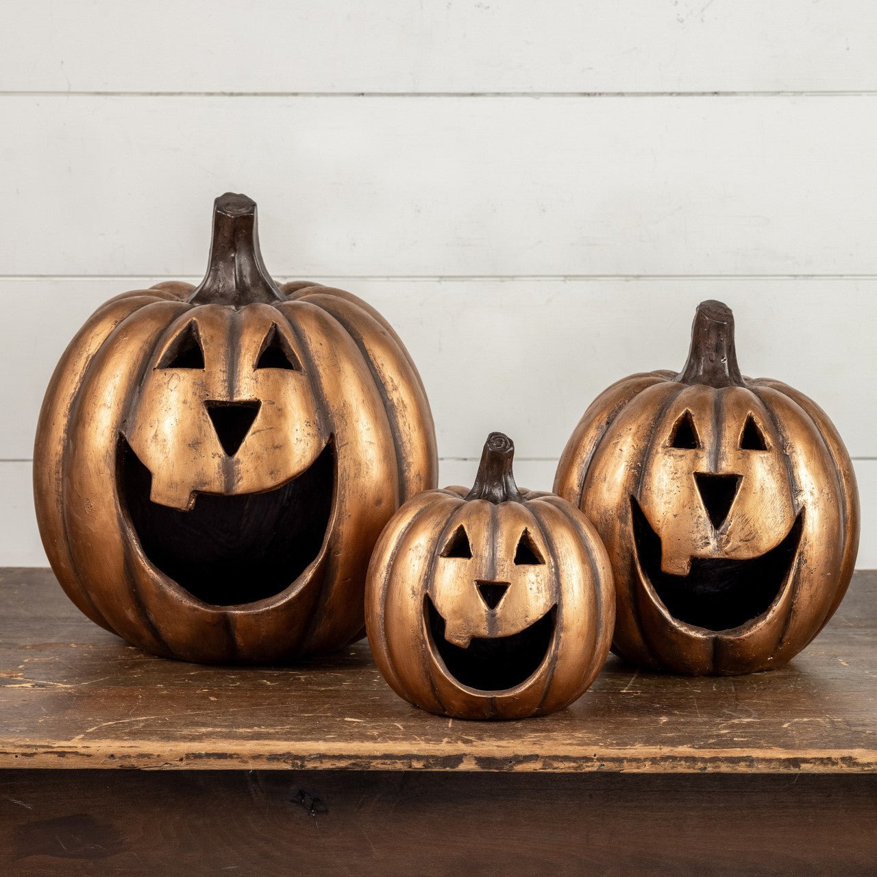 Ragon House Mache 15" Gold Big Mouth Pumpkin Jack O Lantern Halloween - The Primitive Pineapple Collection