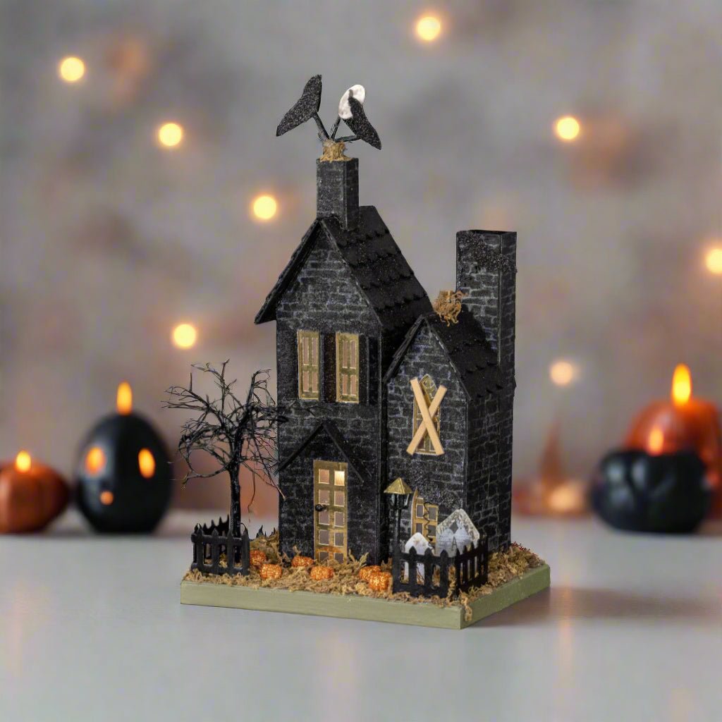 Primitive Ragon House Halloween Spooky Lighted Fall Haunted Halloween House 13" - The Primitive Pineapple Collection