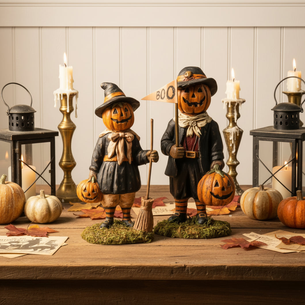 Ragon House Halloween Vintage Look 9" Pumpkin Boy w/ JOL