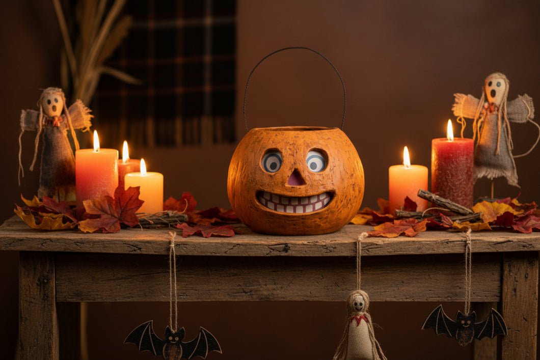 Ragon House Halloween Vintage Look 8" Jack O Lantern Candy Container - The Primitive Pineapple Collection