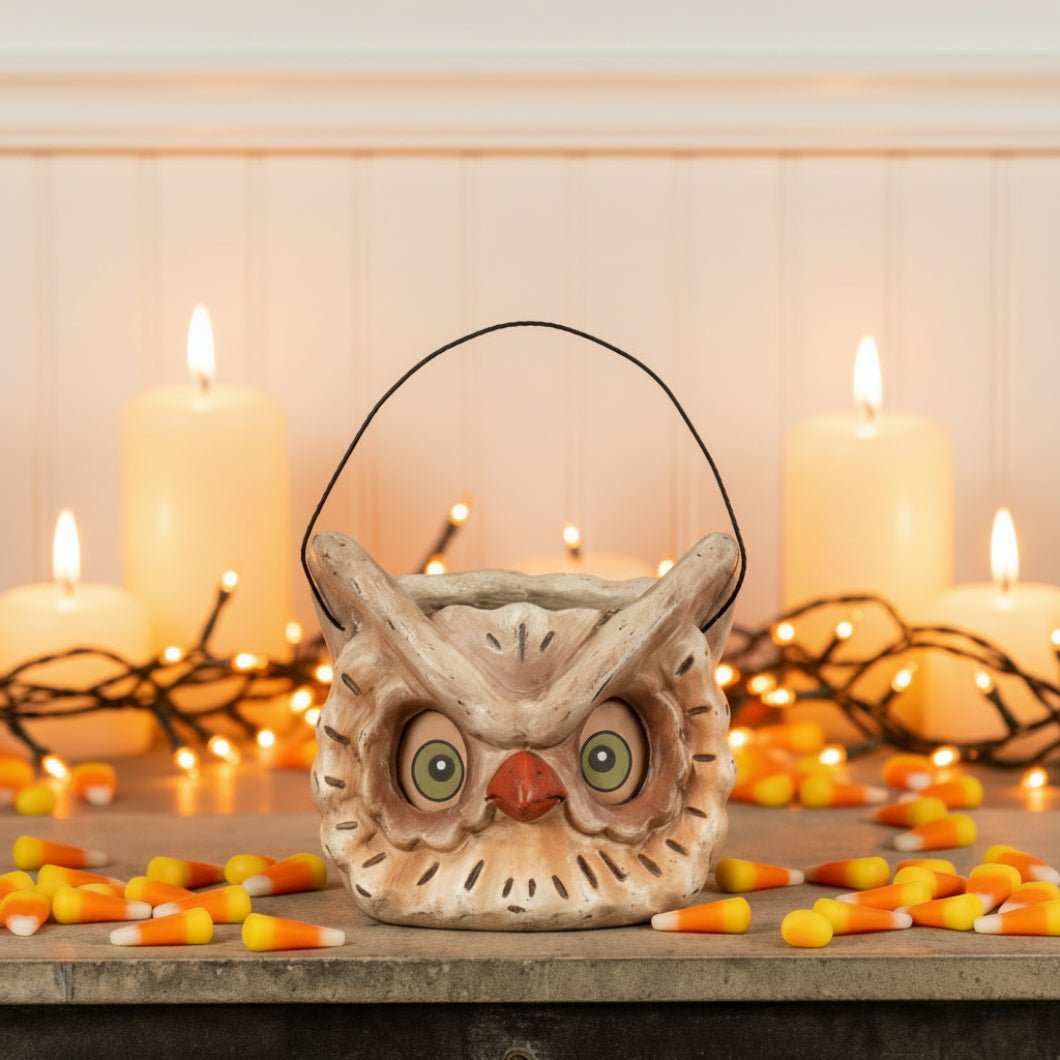 Ragon House Halloween Vintage Look 7" Owl Candy Container - The Primitive Pineapple Collection