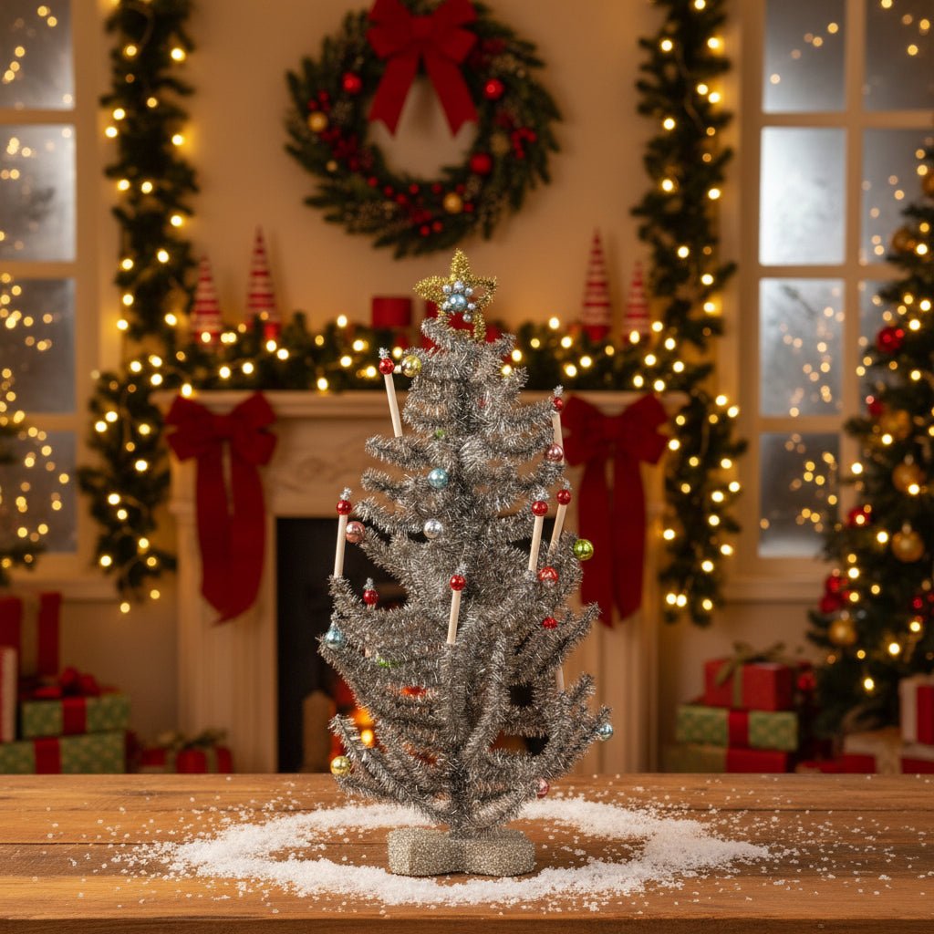 Retro Christmas Ragon House 18" Silver Festive Tree - The Primitive Pineapple Collection