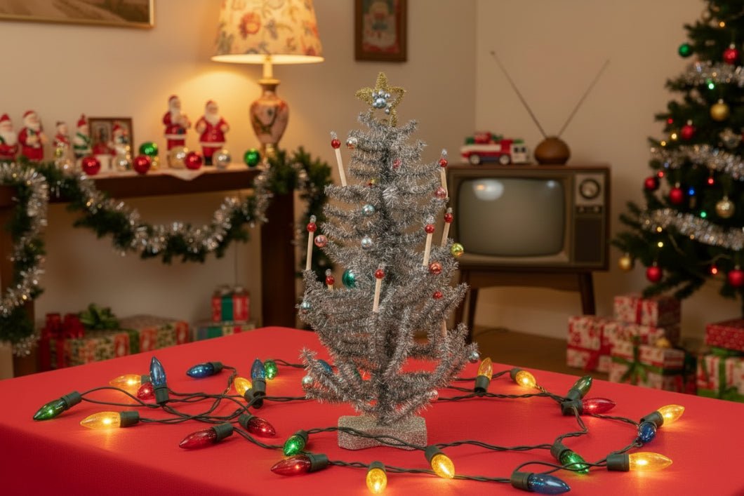 Retro Christmas Ragon House 18" Silver Festive Tree - The Primitive Pineapple Collection