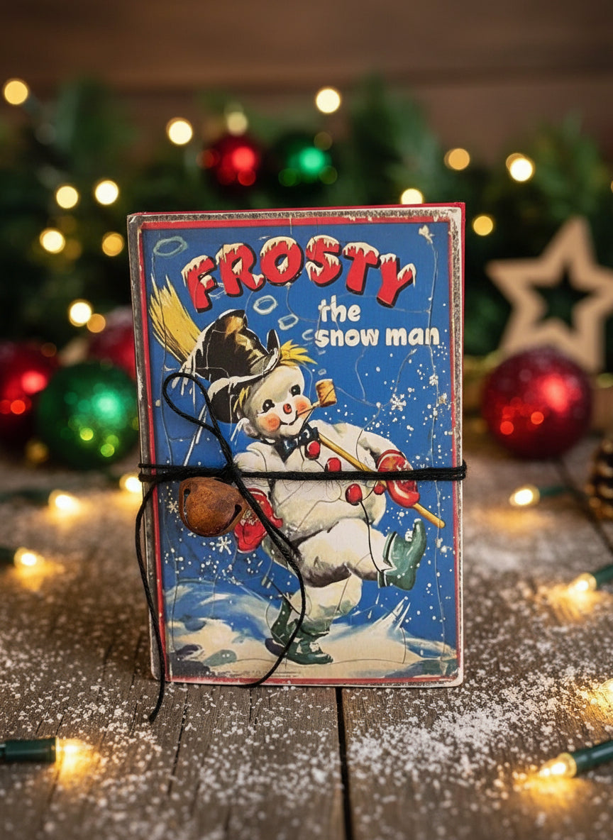 Handcrafted Vintage Look Frosty The Snowman Holiday Book - The Primitive Pineapple Collection