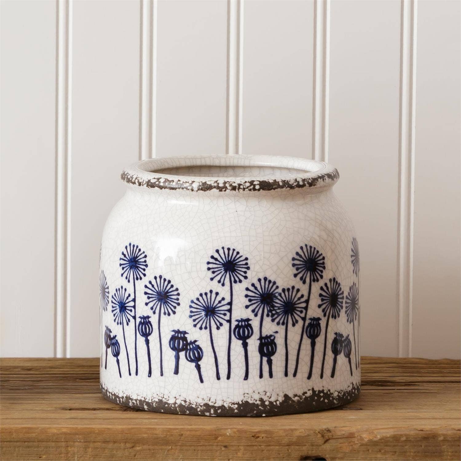 Primitive Farmhouse Dandelion Vintage Look Crock - The Primitive Pineapple Collection