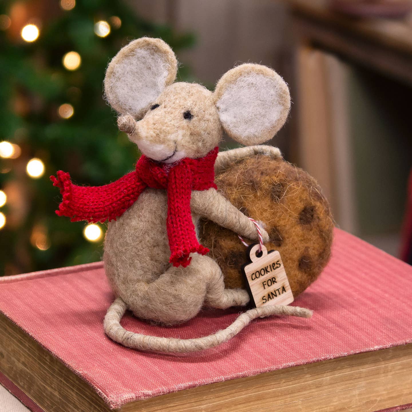 Primitive Cookies For Santa Christmas Mouse Felted Ornament - The Primitive Pineapple Collection