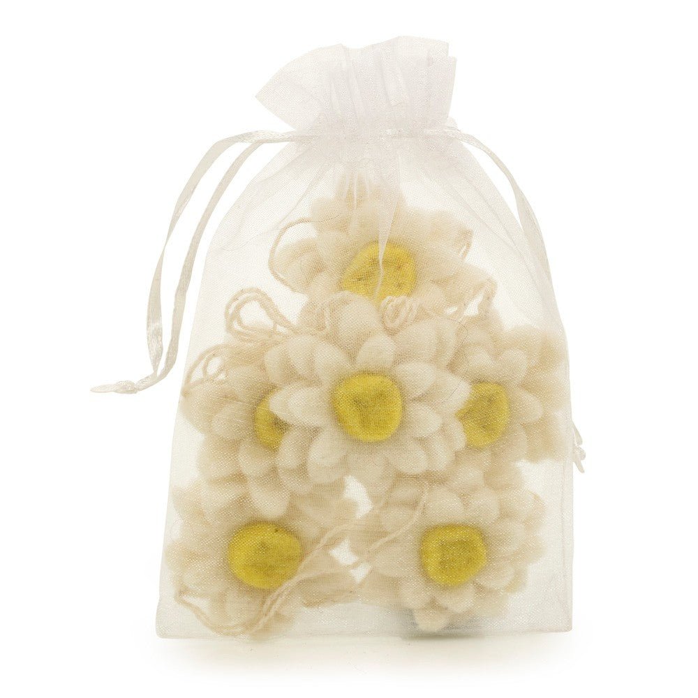 Primitive Folk Art Handmade Felted Wool Daisy 6 pc set Easter Ornament 2" - The Primitive Pineapple Collection