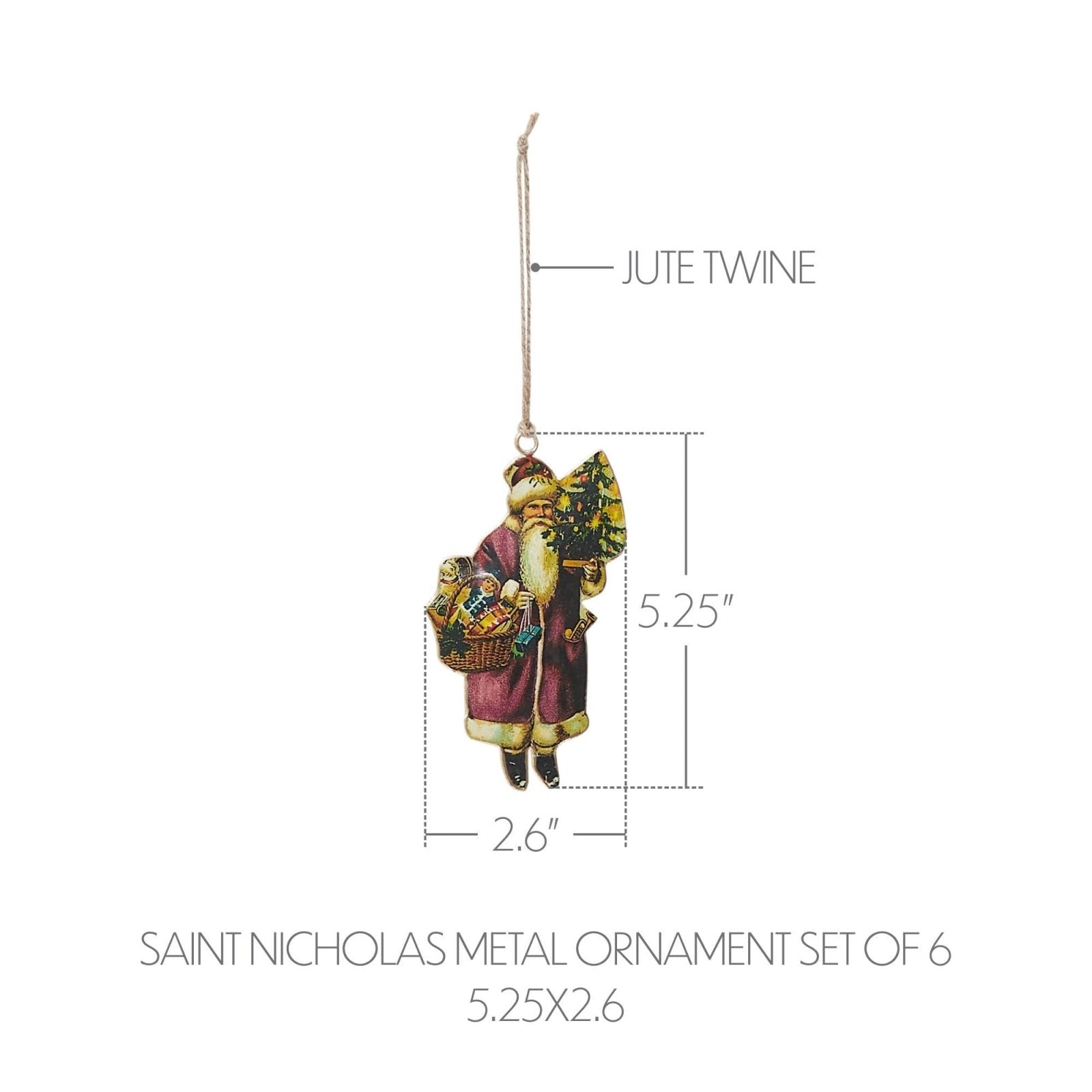 Primitive Retro Vintage Look Saint Nicholas Metal Ornament 5.25 inch - The Primitive Pineapple Collection
