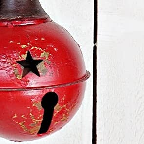 Primitive Christmas 4.75” Red Metal Bell with Jute Hanger - The Primitive Pineapple Collection