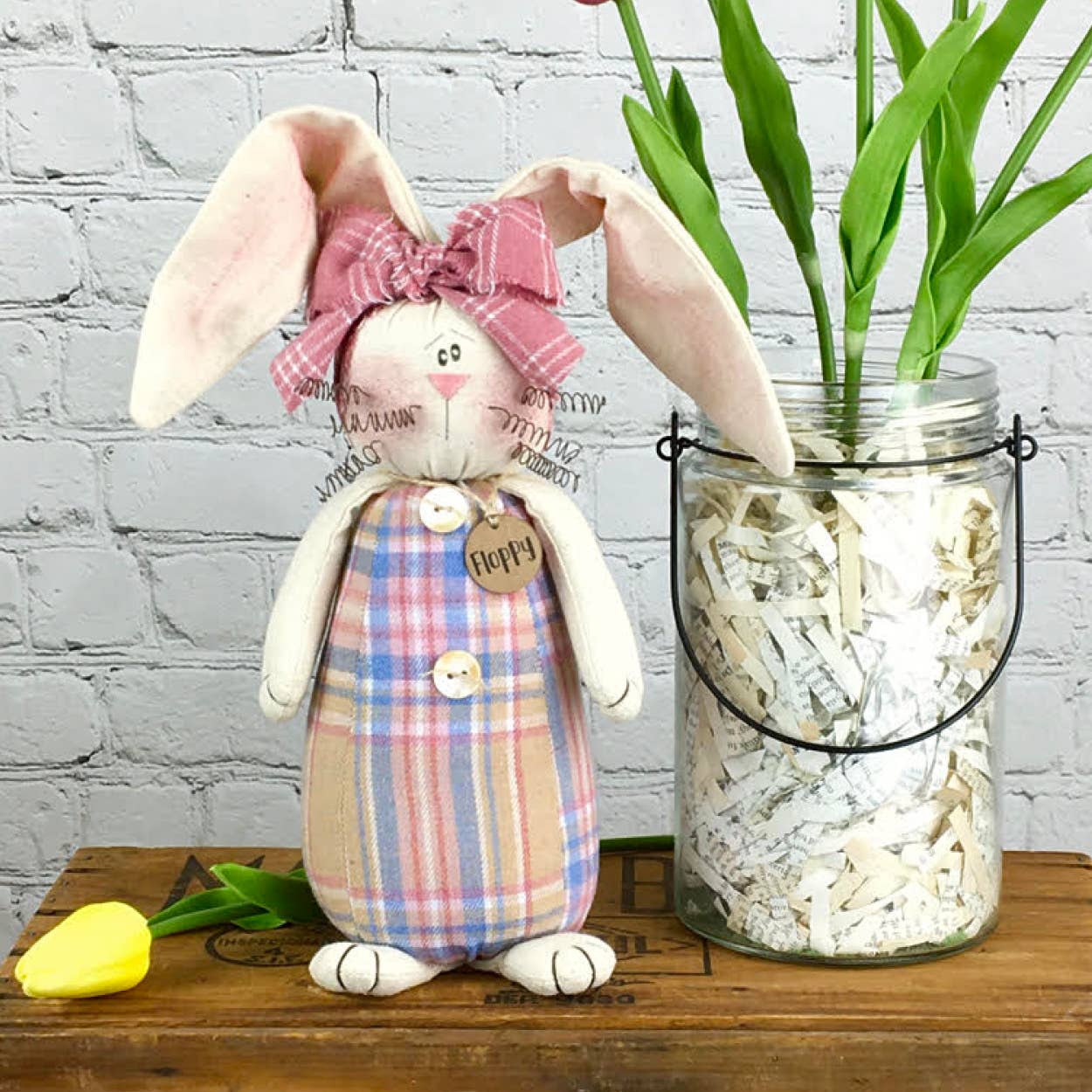 Primitive Spring Easter Honey and Me Floppy the Bunny 8" - The Primitive Pineapple Collection