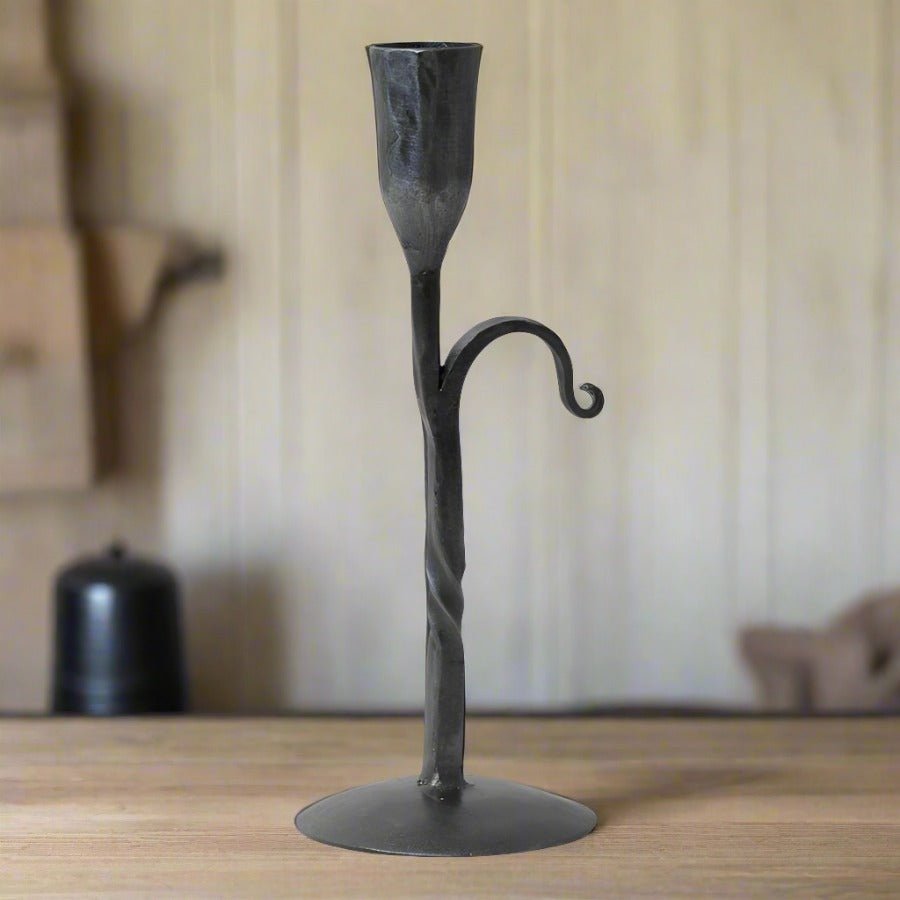 Primitive Colonial Wrought Iron Taper Candle Holder 8" - The Primitive Pineapple Collection