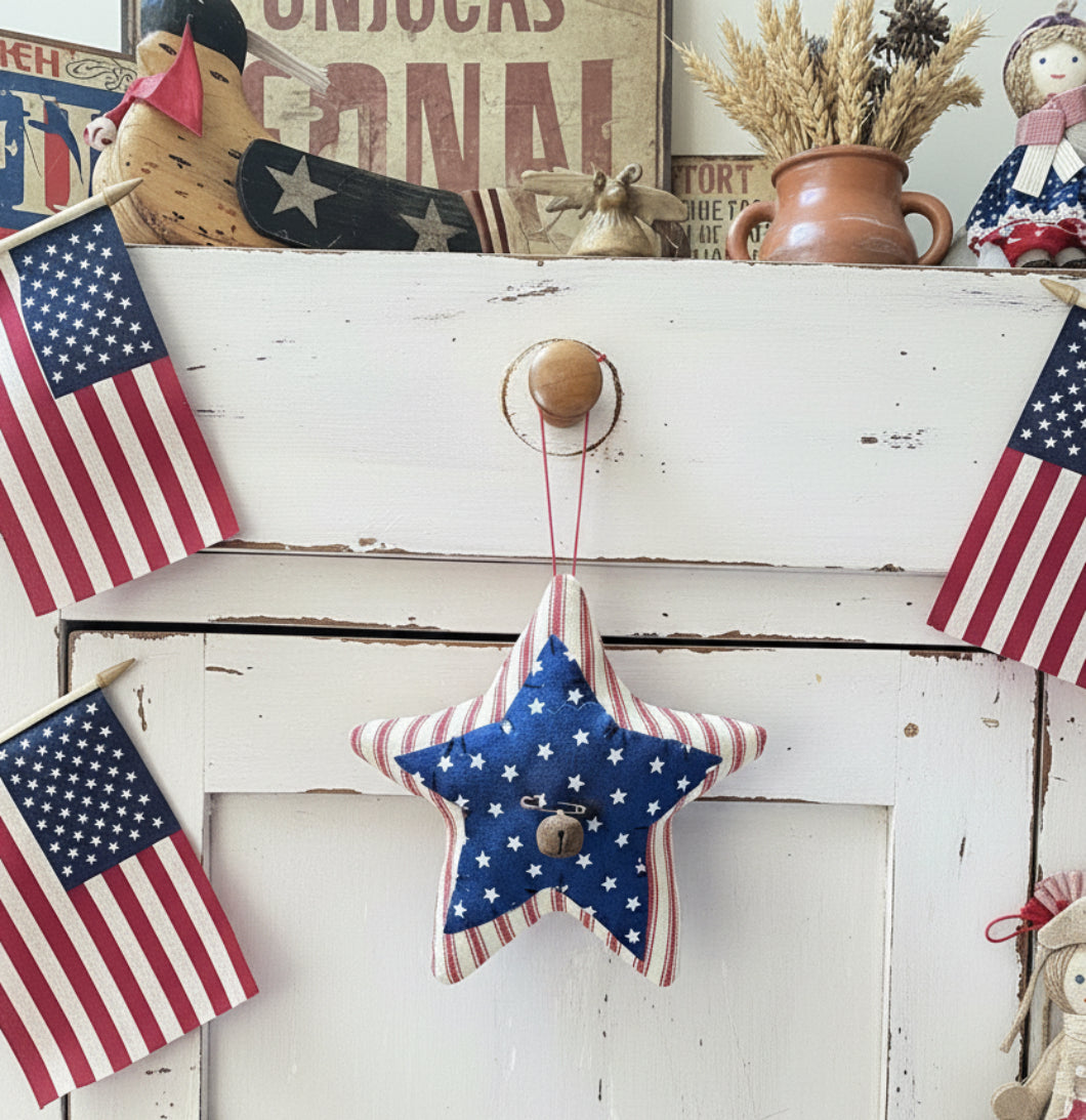 Americana Handcrafted Red White and Blue Star Ornament