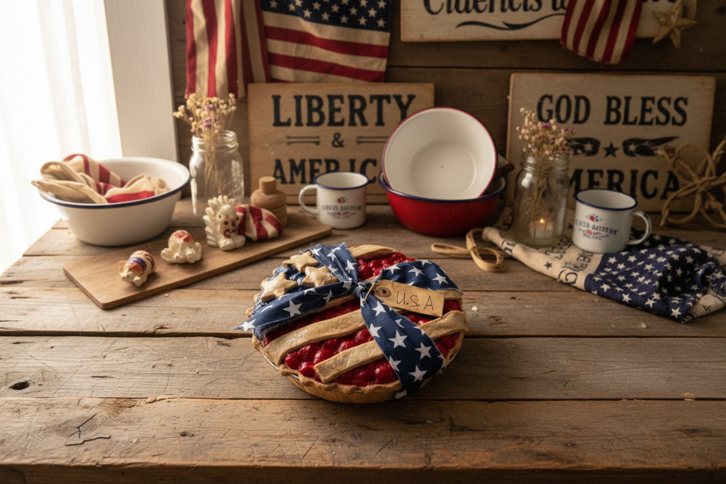 Primitive Colonial Americana 9” Cherry Pie 4th of July Choice of Scent - The Primitive Pineapple Collection