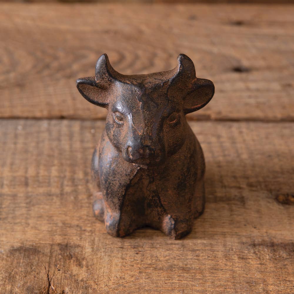 Primitive Farmhouse Rustic Cast Iron Bull 4.5" - The Primitive Pineapple Collection