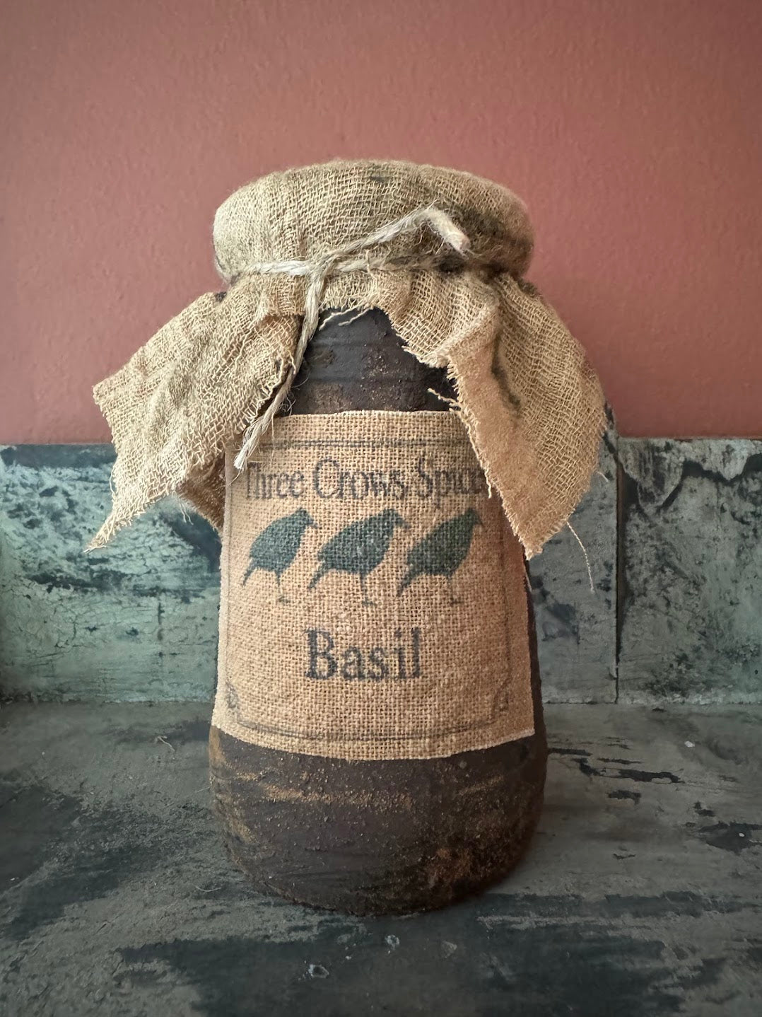 Primitive Colonial Handcrafted Crow Basil Jar