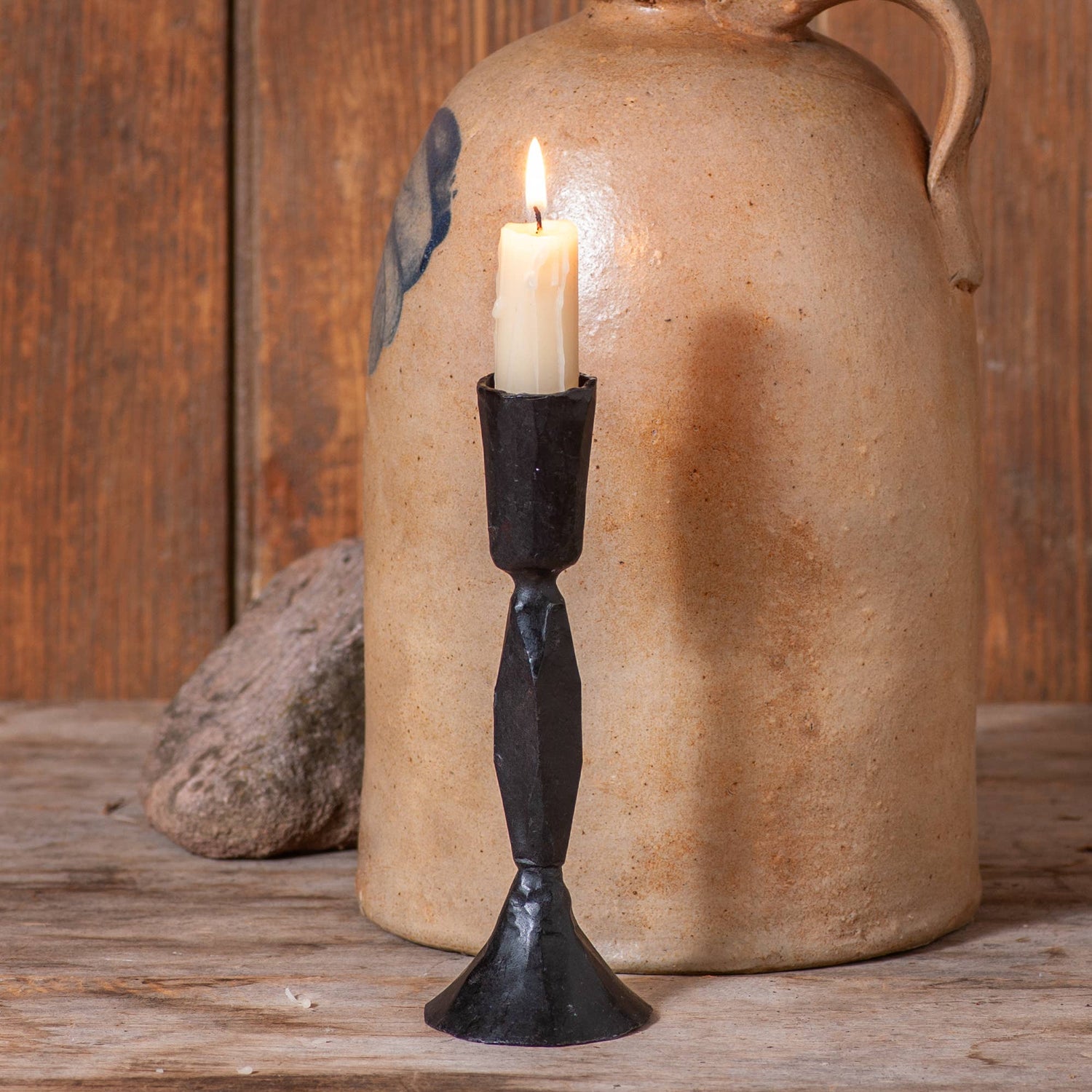 Primitive Colonial 6.5 - Inch Easton Cast Iron Taper Candle Holder - The Primitive Pineapple Collection