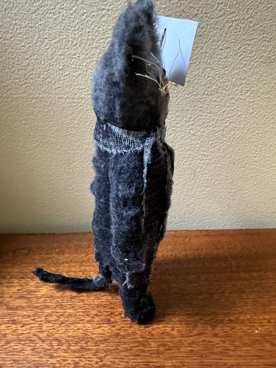 Primitive Handcrafted USA Halloween 7.5” Standing Black Cat w/Sign - The Primitive Pineapple Collection