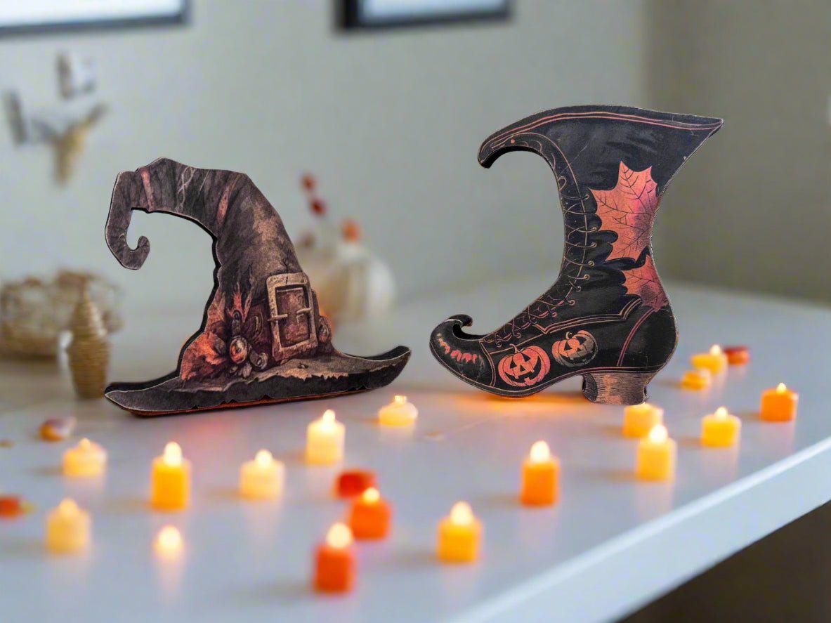 Primitive Handcrafted Halloween Chunky Wood Witch&