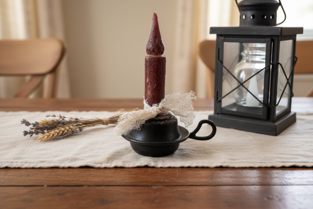 Primitive Handcrafted USA 3 1/2" Brown Candlestick Night Light - The Primitive Pineapple Collection