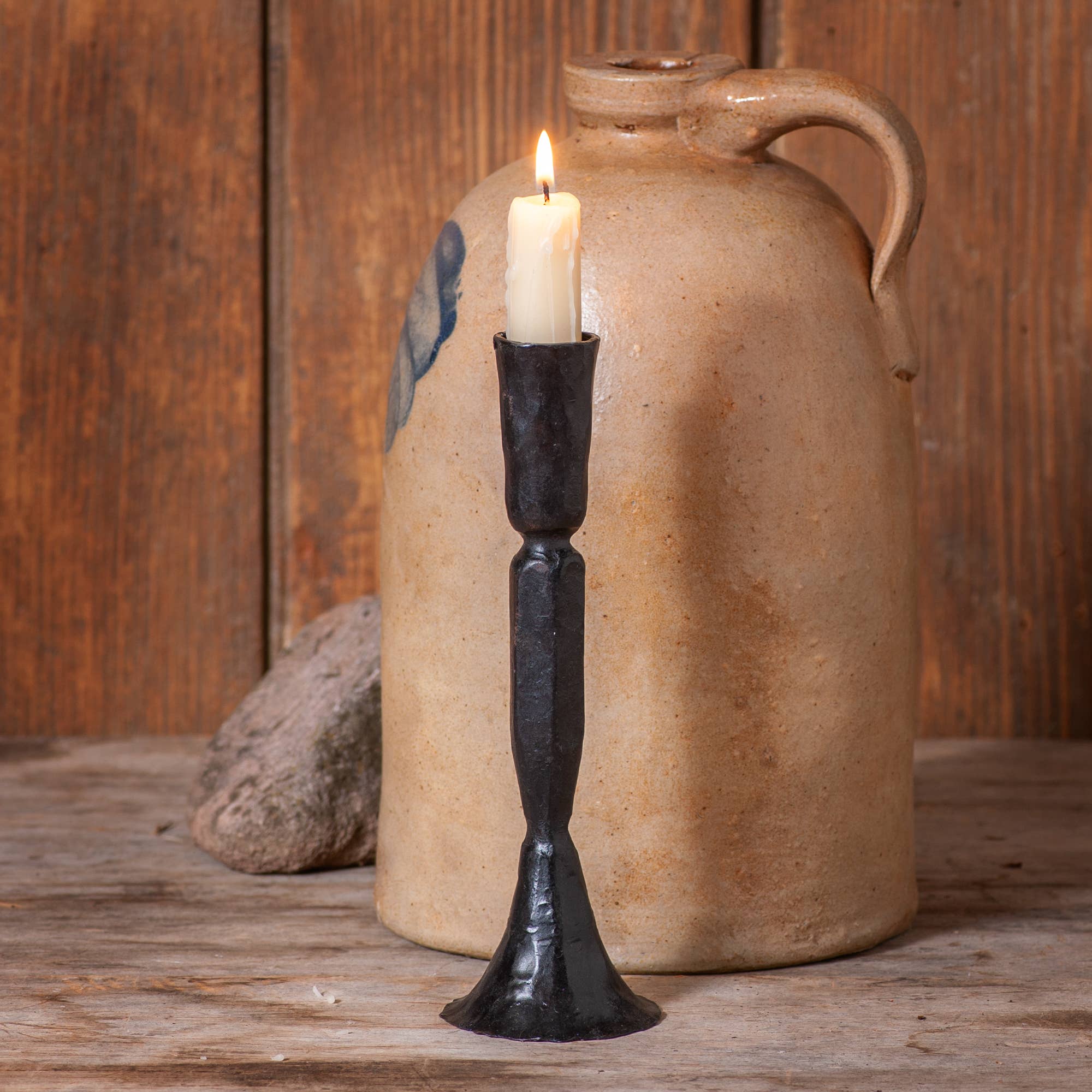 Primitive Colonial 8.5 - Inch Farmhouse Cast Iron Taper Candle Holder - The Primitive Pineapple Collection