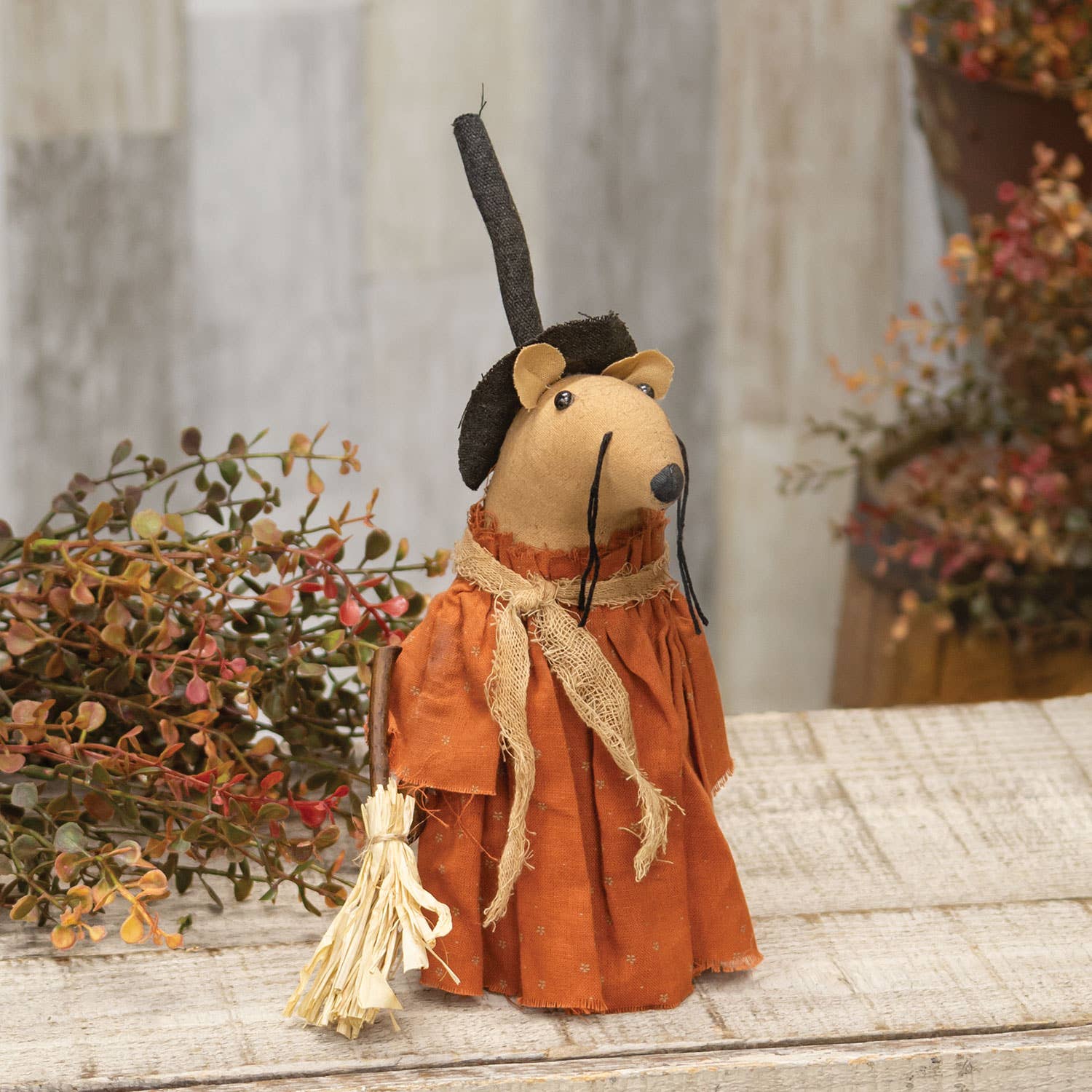 Primitive Farmhouse Halloween Little Witchy Mouse 9.5" - The Primitive Pineapple Collection