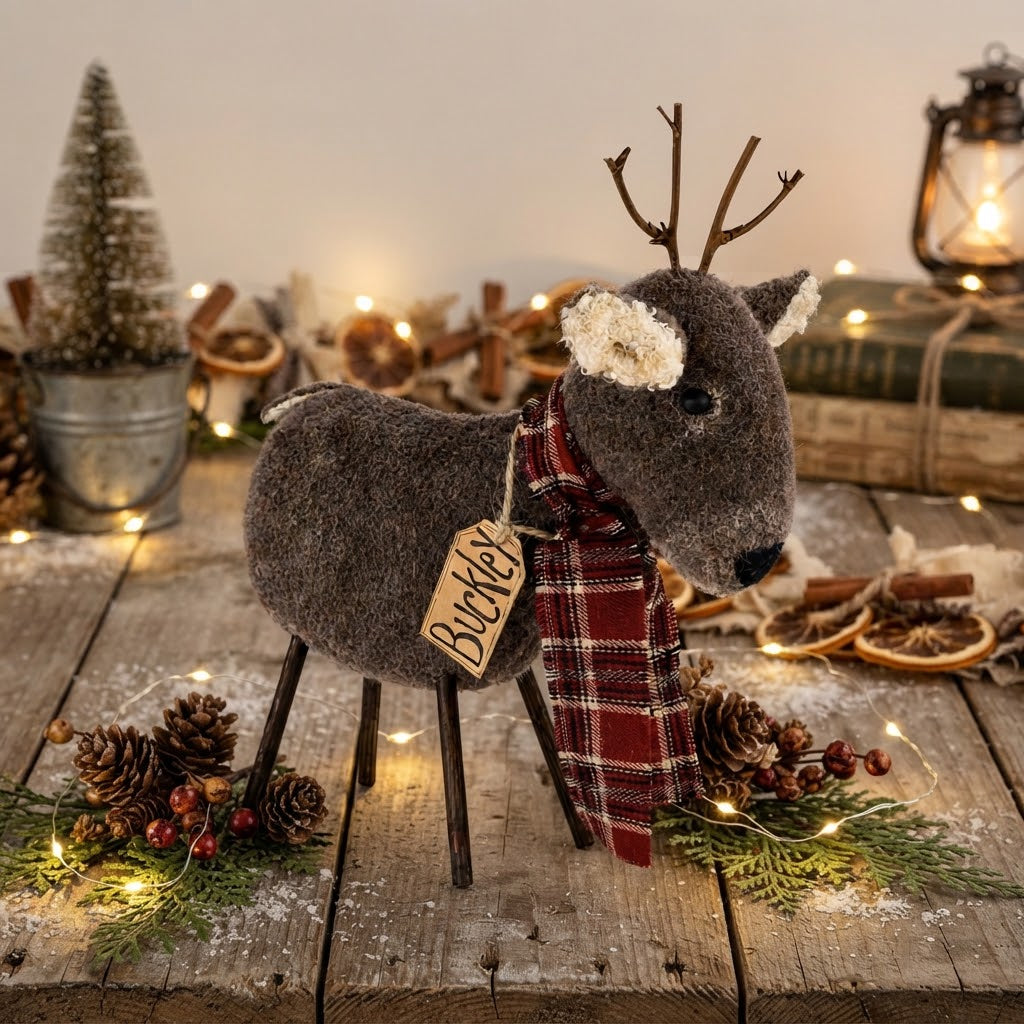 Honey and Me Buckley the White Tailed Deer – 9.5" Primitive Christmas