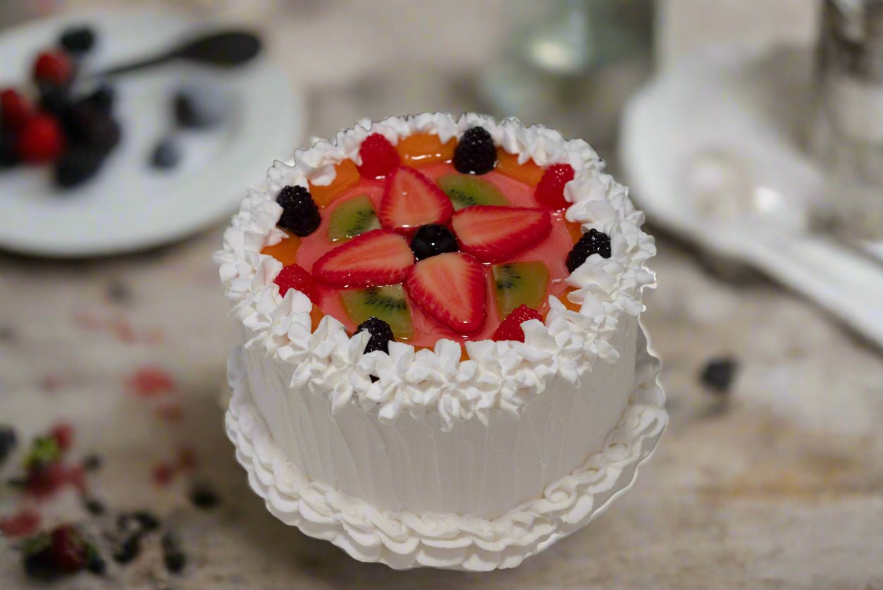 Farmhouse Handcrafted USA Faux Vanilla Cake Topped with Fruit - The Primitive Pineapple Collection