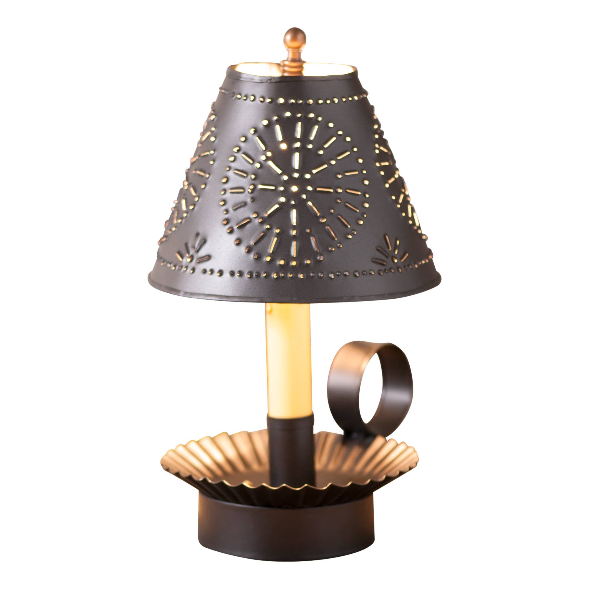 Primitive Crimped Accent Light with Punched Tin Shade Accent Lamp - The Primitive Pineapple Collection