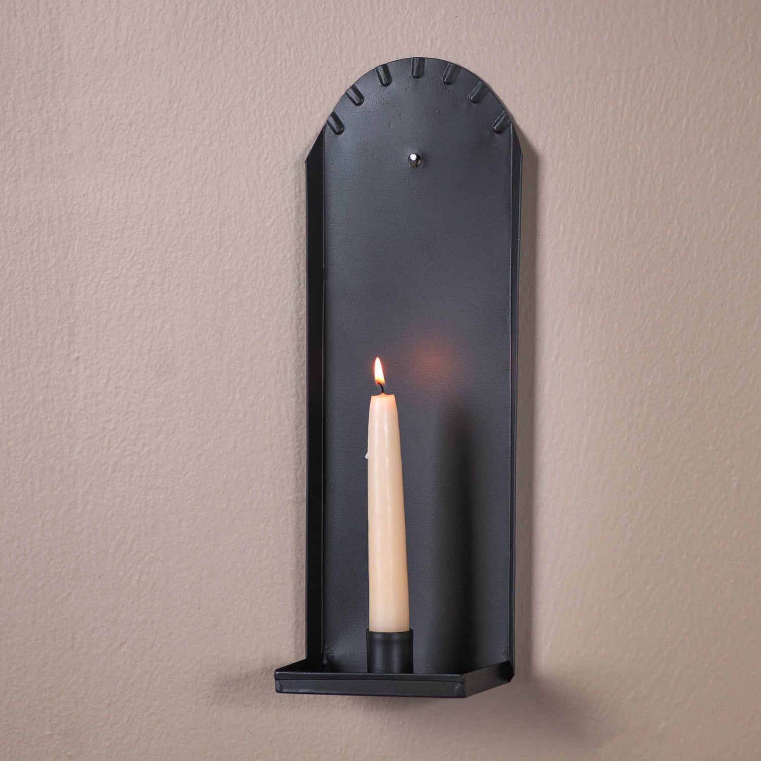 Primitive Colonial Salem Candle Sconce in Smokey Black 13.25" - The Primitive Pineapple Collection