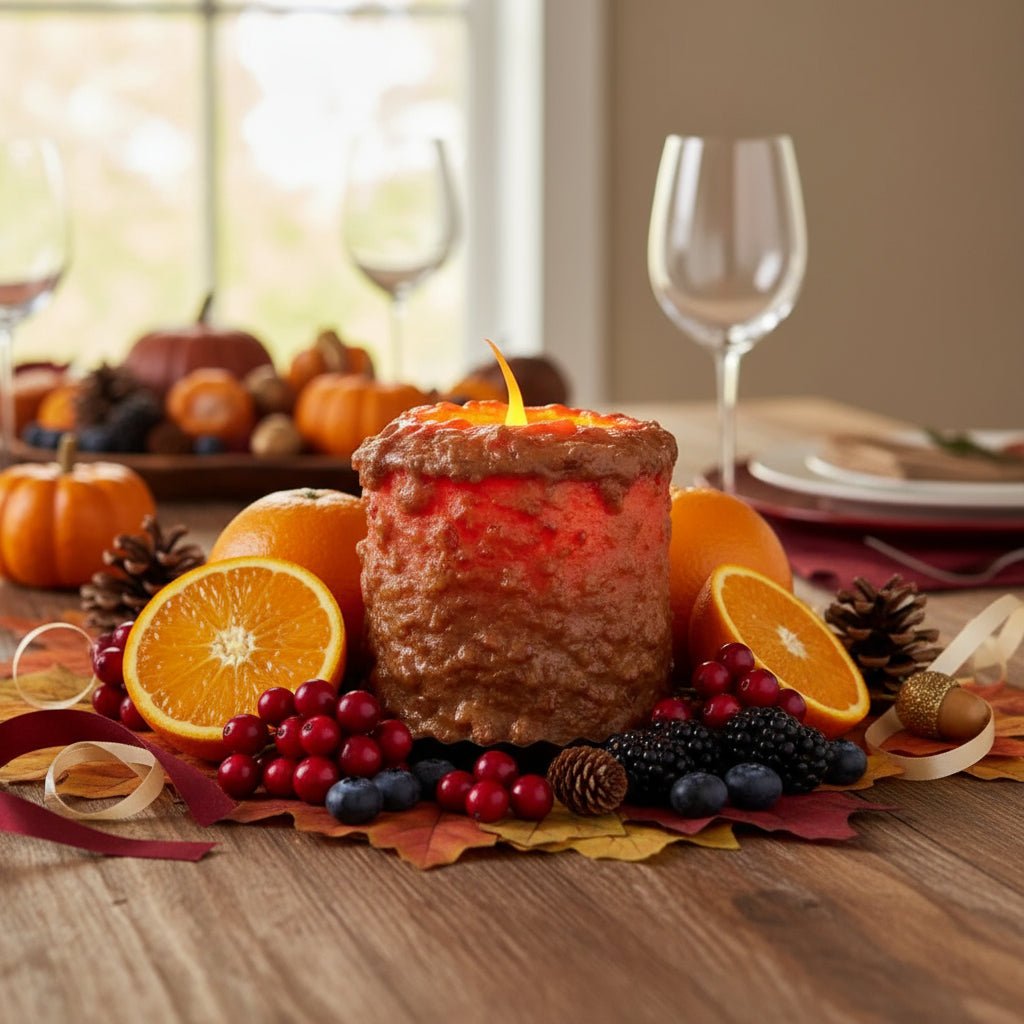 Primitive Country Handcrafted Electric Hearth Candle Pumpkin Crumb Cake Electric Candle - The Primitive Pineapple Collection