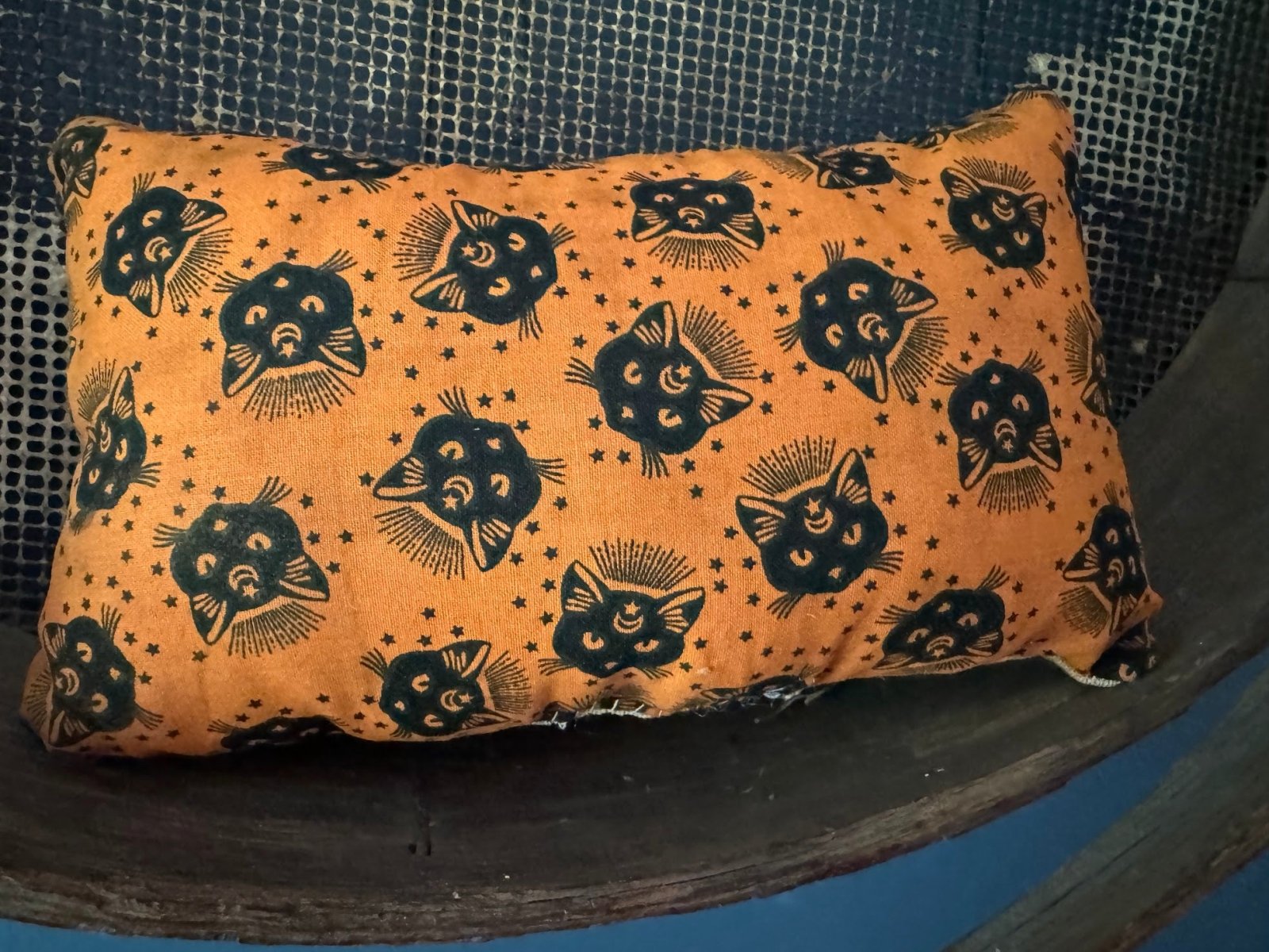 Primitive Handcrafted Fall Halloween Black Kitty Pillow Tuck 9” x 5" - The Primitive Pineapple Collection