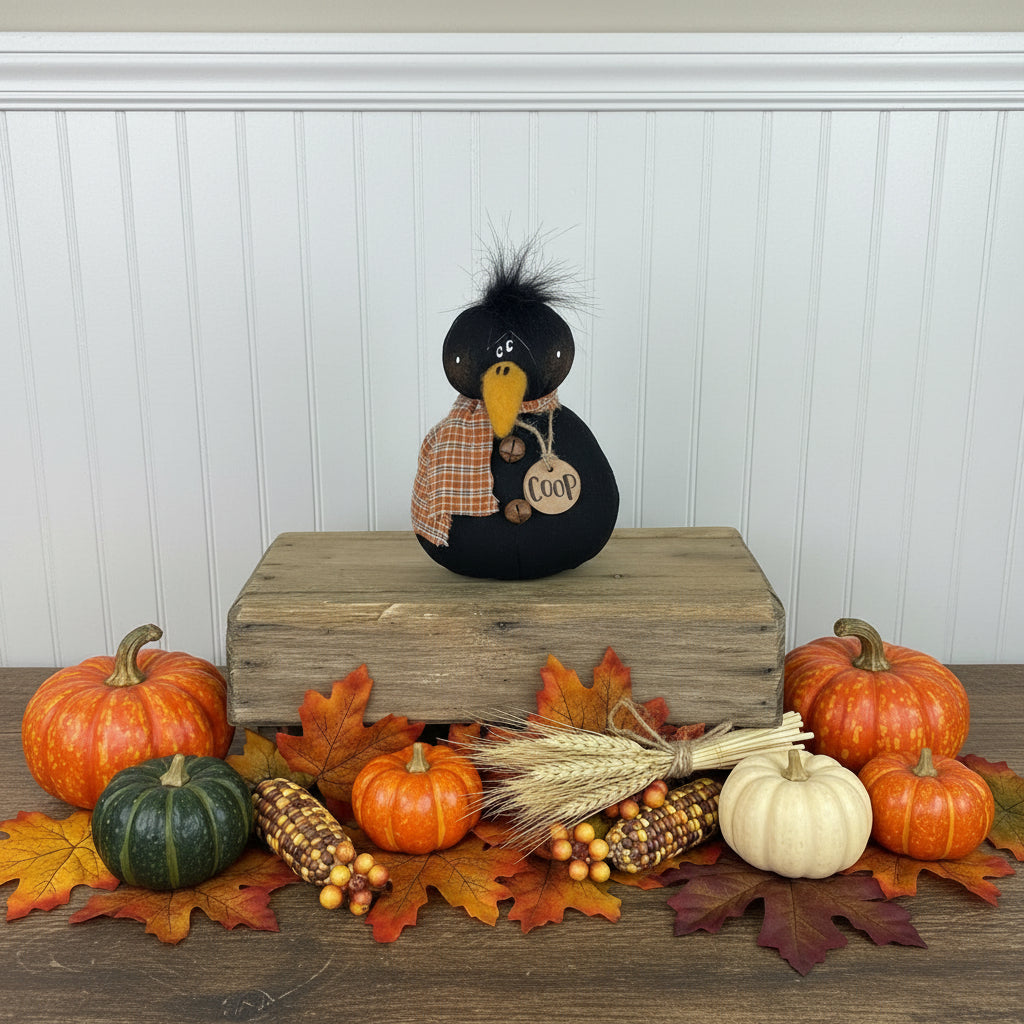 Primitive Spring Fall Honey and Me Coop the Baby Crow - The Primitive Pineapple Collection