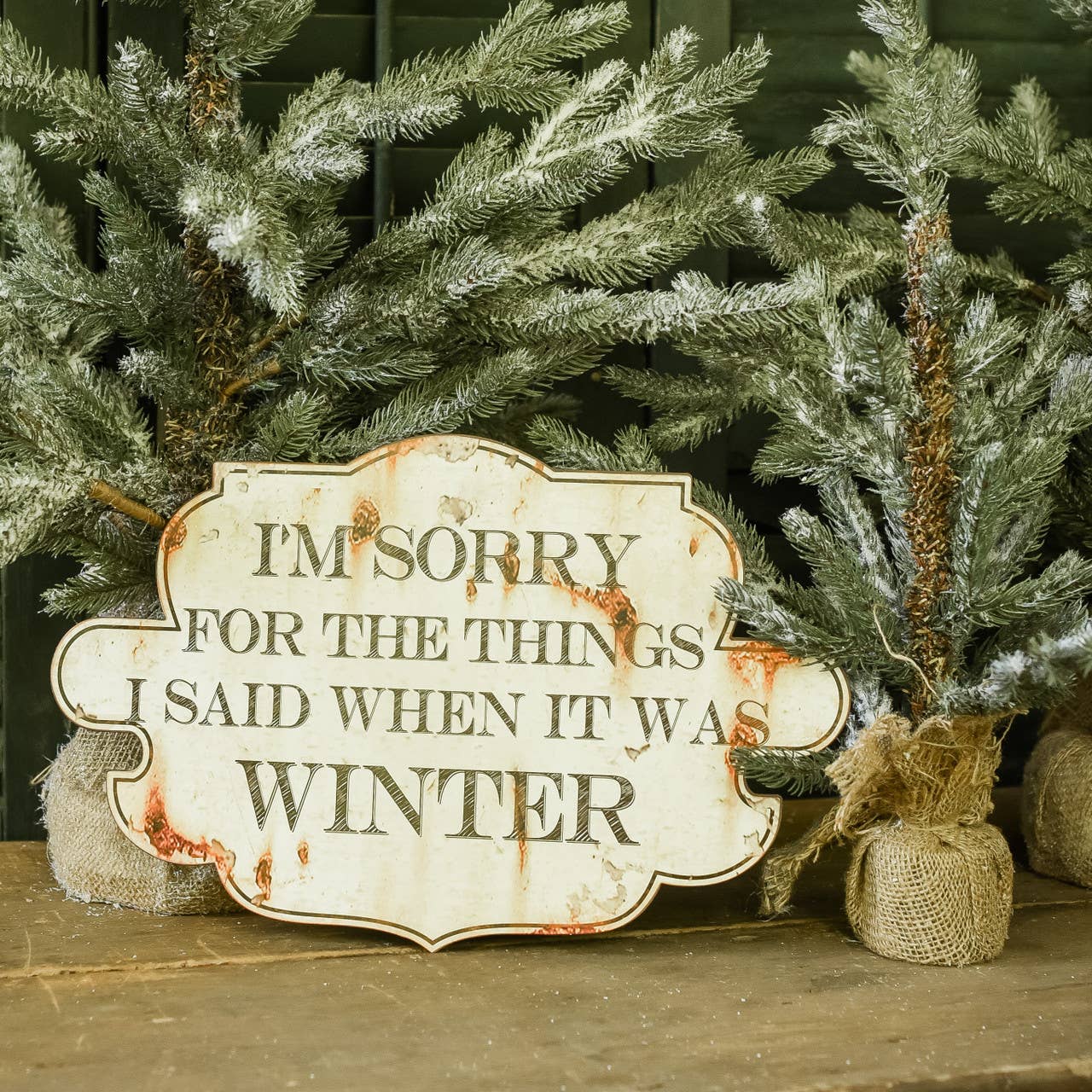 Primitive Ragon House Winter Metal Distressed Sign 17" - The Primitive Pineapple Collection