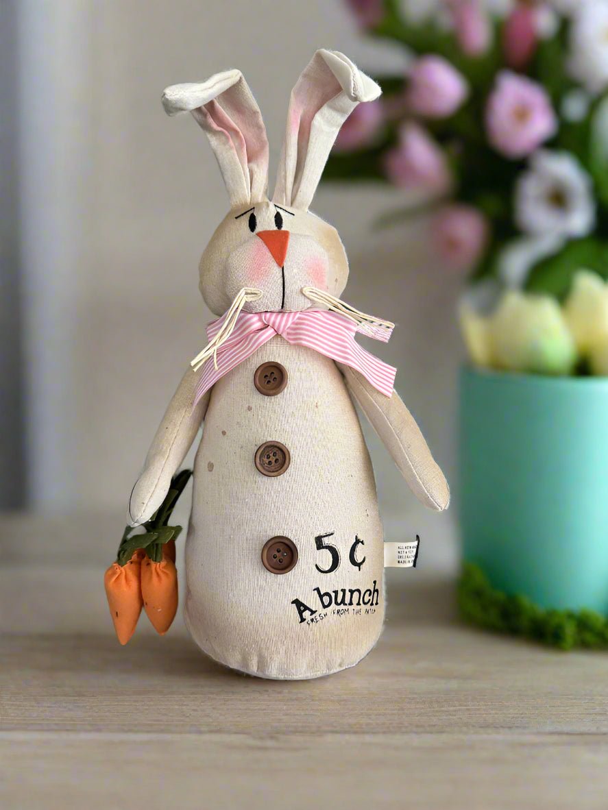 Primitive Country 18” Cheeky Bunny w/Carrots Doll CLEARANCE - The Primitive Pineapple Collection