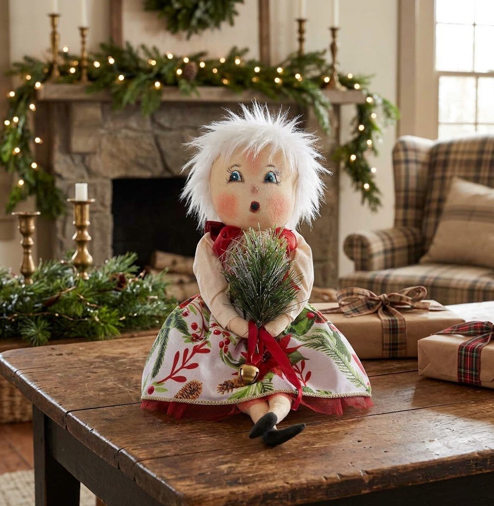 Christmas Joe Spencer Crystal Winter Gathered Traditions Art Doll - The Primitive Pineapple Collection