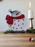 Primitive Christmas 10” Wood Snowman on Stand - The Primitive Pineapple Collection