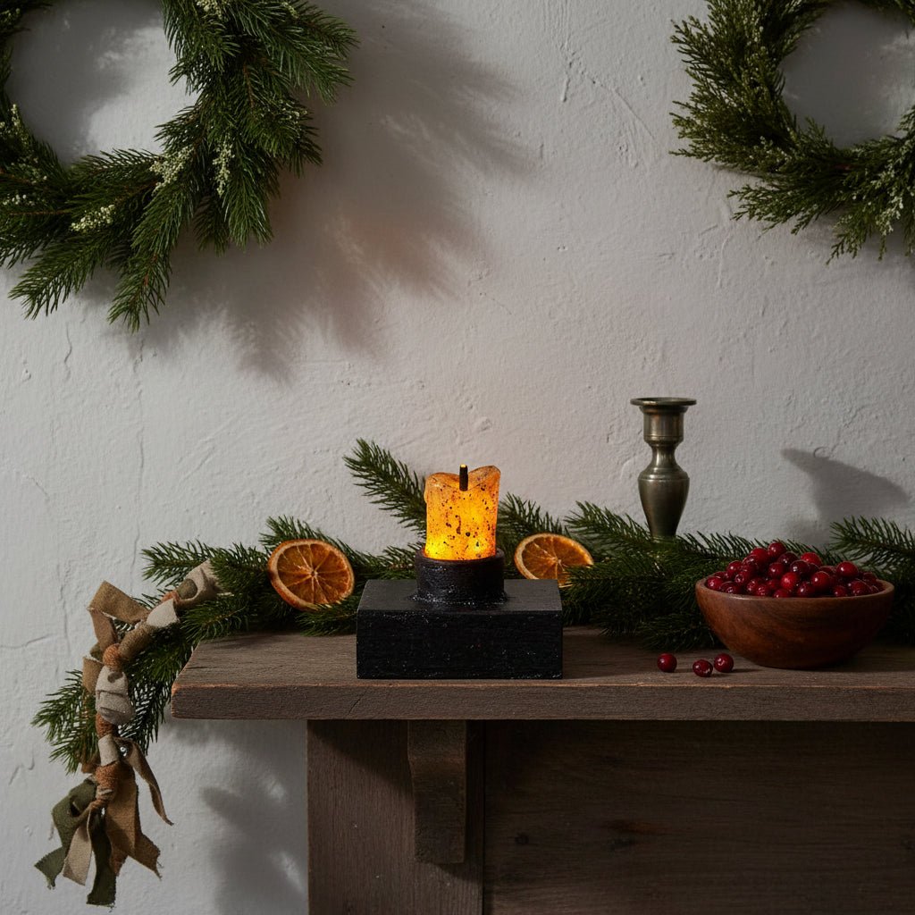 Primitive Farmhouse Country Drip Nook Timer Candle Battery Operated - The Primitive Pineapple Collection