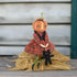 Halloween Folk Art Joe Spencer Nelly Pumpkin Bow w/ Cat Doll - The Primitive Pineapple Collection