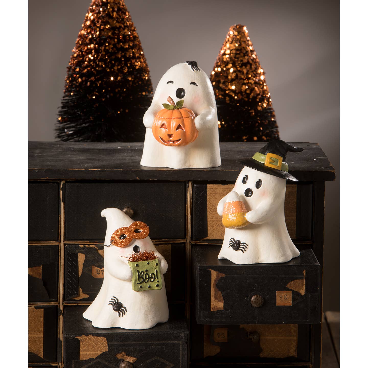 Bethany Lowe Halloween Ghost Gavin with Candy Corn Figure TL0247 - The Primitive Pineapple Collection