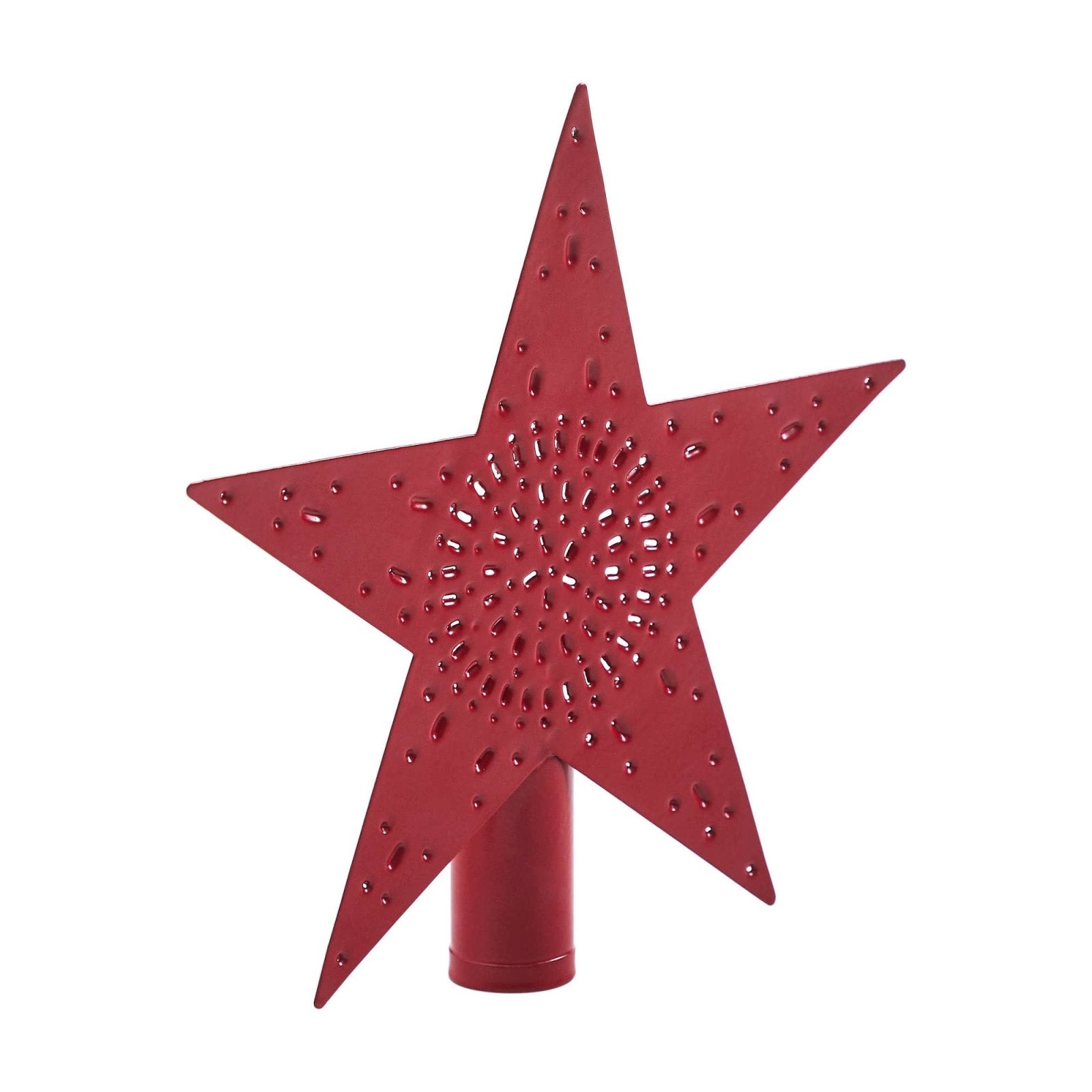 Americana Punched Metal Star Tree Topper Barn Red 6.75x6.75x1 - The Primitive Pineapple Collection